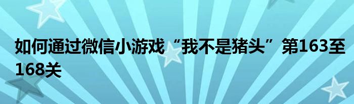 如何通過微信小游戲“我不是豬頭”第163至168關