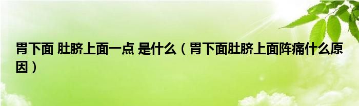 胃下面 肚臍上面一點(diǎn) 是什么（胃下面肚臍上面陣痛什么原因）