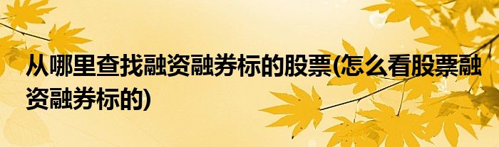 從哪里查找融資融券標(biāo)的股票(怎么看股票融資融券標(biāo)的)