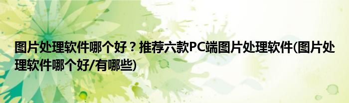圖片處理軟件哪個好？推薦六款PC端圖片處理軟件(圖片處理軟件哪個好/有哪些)