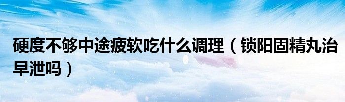 硬度不夠中途疲軟吃什么調(diào)理(鎖陽固精丸治早泄嗎)