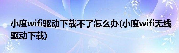 小度wifi驅(qū)動(dòng)下載不了怎么辦(小度wifi無線驅(qū)動(dòng)下載)