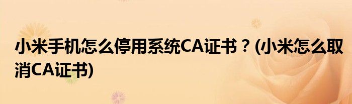 小米手機(jī)怎么停用系統(tǒng)CA證書？(小米怎么取消CA證書)
