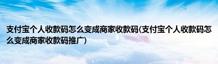 支付寶個(gè)人收款碼怎么變成商家收款碼(支付寶個(gè)人收款碼怎么變成商家收款碼推廣)