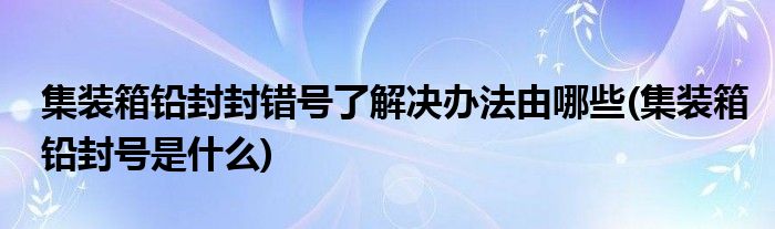 集裝箱鉛封封錯(cuò)號(hào)了解決辦法由哪些(集裝箱鉛封號(hào)是什么)