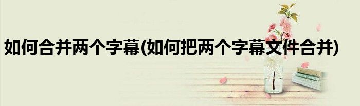 如何合并兩個字幕(如何把兩個字幕文件合并)