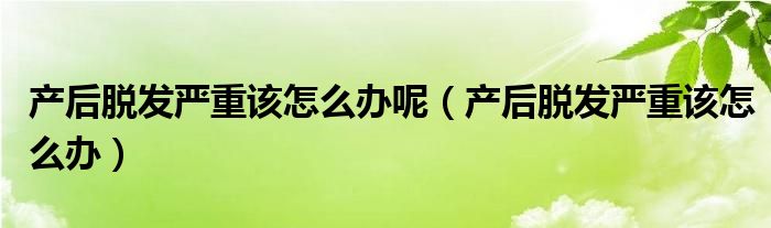 產(chǎn)后脫發(fā)嚴(yán)重該怎么辦呢(產(chǎn)后脫發(fā)嚴(yán)重該怎么辦)