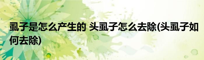 虱子是怎么產(chǎn)生的 頭虱子怎么去除(頭虱子如何去除)