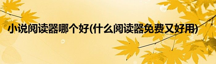 小說閱讀器哪個好(什么閱讀器免費又好用)