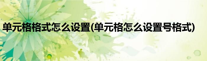 單元格格式怎么設(shè)置(單元格怎么設(shè)置號格式)