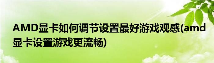 AMD顯卡如何調(diào)節(jié)設置最好游戲觀感(amd顯卡設置游戲更流暢)