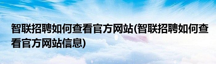 智聯(lián)招聘如何查看官方網(wǎng)站(智聯(lián)招聘如何查看官方網(wǎng)站信息)