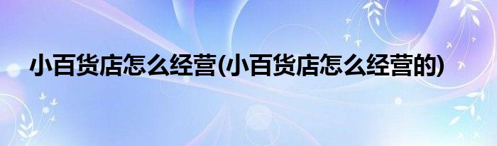 小百貨店怎么經(jīng)營(yíng)(小百貨店怎么經(jīng)營(yíng)的)