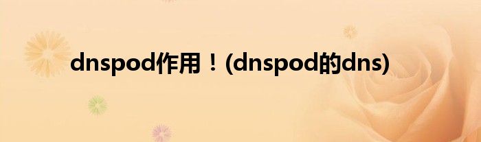 dnspod作用！(dnspod的dns)