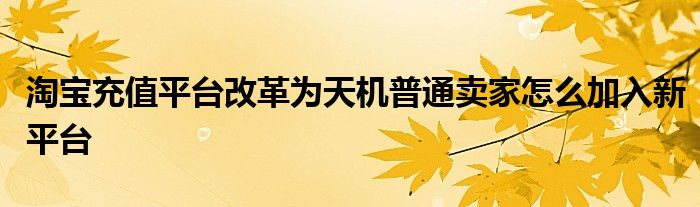 淘寶充值平臺改革為天機普通賣家怎么加入新平臺