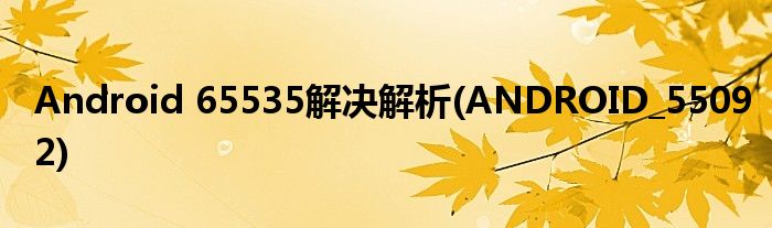 Android 65535解決解析(ANDROID_55092)