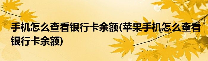 手機怎么查看銀行卡余額(蘋果手機怎么查看銀行卡余額)