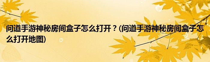 問道手游神秘房間盒子怎么打開？(問道手游神秘房間盒子怎么打開地圖)