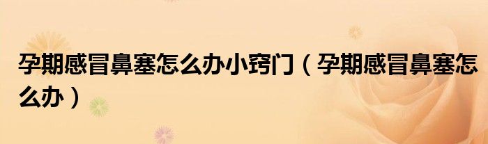 孕期感冒鼻塞怎么辦小竅門(mén)（孕期感冒鼻塞怎么辦）