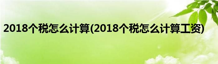 2018個(gè)稅怎么計(jì)算(2018個(gè)稅怎么計(jì)算工資)