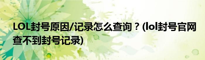 LOL封號原因/記錄怎么查詢？(lol封號官網(wǎng)查不到封號記錄)