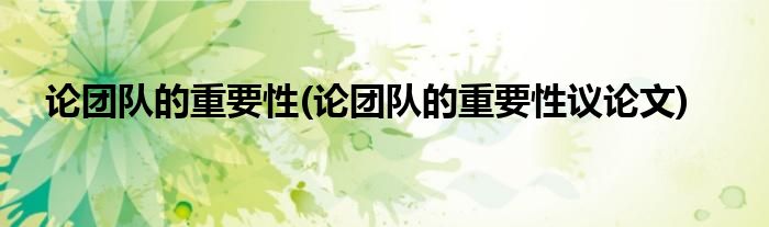 論團(tuán)隊(duì)的重要性(論團(tuán)隊(duì)的重要性議論文)