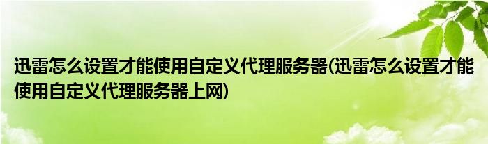迅雷怎么設(shè)置才能使用自定義代理服務(wù)器(迅雷怎么設(shè)置才能使用自定義代理服務(wù)器上網(wǎng))