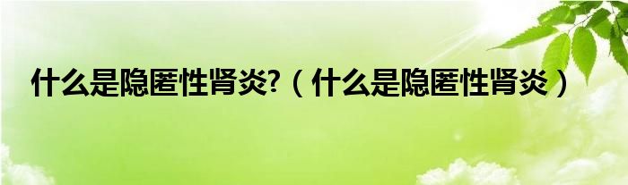 什么是隱匿性腎炎?(什么是隱匿性腎炎)