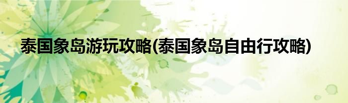 泰國象島游玩攻略(泰國象島自由行攻略)