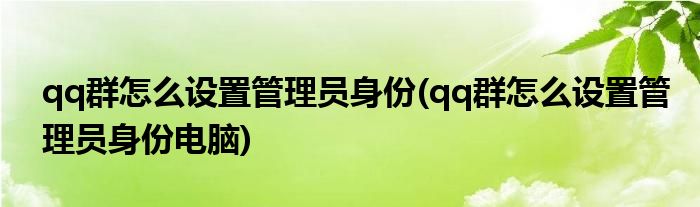 qq群怎么設(shè)置管理員身份(qq群怎么設(shè)置管理員身份電腦)