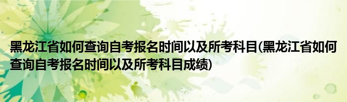 黑龍江省如何查詢自考報(bào)名時(shí)間以及所考科目(黑龍江省如何查詢自考報(bào)名時(shí)間以及所考科目成績)