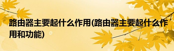 路由器主要起什么作用(路由器主要起什么作用和功能)