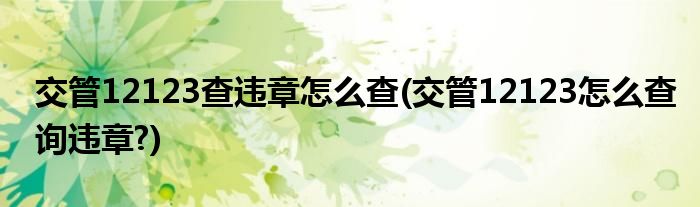 交管12123查違章怎么查(交管12123怎么查詢違章?)