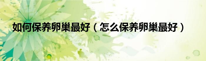 如何保養(yǎng)卵巢最好（怎么保養(yǎng)卵巢最好）