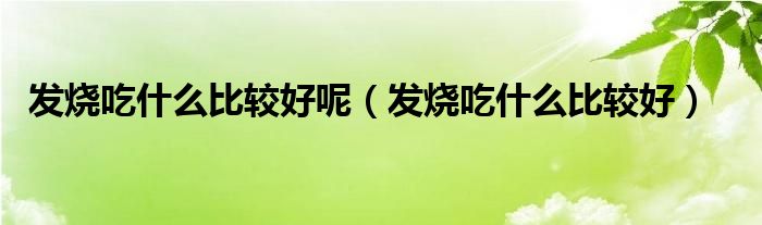 發(fā)燒吃什么比較好呢(發(fā)燒吃什么比較好)