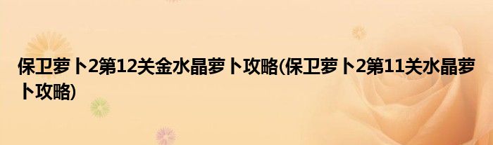 保衛(wèi)蘿卜2第12關金水晶蘿卜攻略(保衛(wèi)蘿卜2第11關水晶蘿卜攻略)