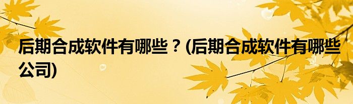 后期合成軟件有哪些？(后期合成軟件有哪些公司)