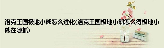 洛克王國極地小熊怎么進化(洛克王國極地小熊怎么得極地小熊在哪抓)