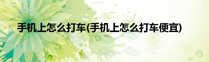 手機(jī)上怎么打車(手機(jī)上怎么打車便宜)