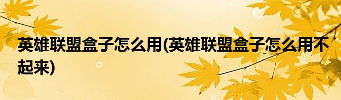 英雄聯(lián)盟盒子怎么用(英雄聯(lián)盟盒子怎么用不起來)
