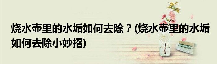燒水壺里的水垢如何去除？(燒水壺里的水垢如何去除小妙招)