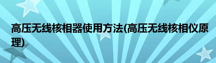 高壓無線核相器使用方法(高壓無線核相儀原理)