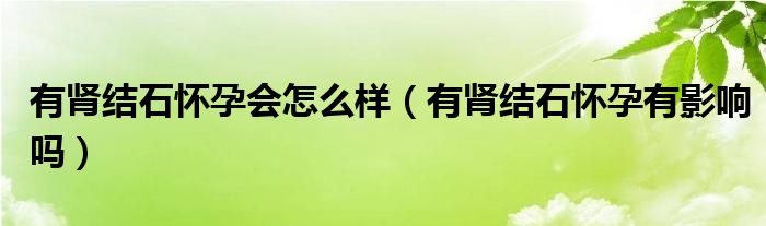 有腎結(jié)石懷孕會(huì)怎么樣（有腎結(jié)石懷孕有影響嗎）