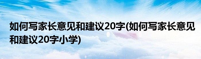 如何寫家長(zhǎng)意見(jiàn)和建議20字(如何寫家長(zhǎng)意見(jiàn)和建議20字小學(xué))