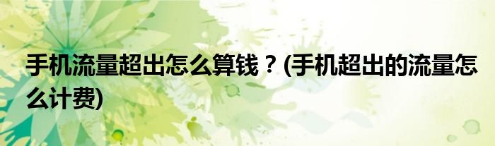 手機(jī)流量超出怎么算錢？(手機(jī)超出的流量怎么計(jì)費(fèi))