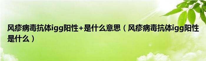 風(fēng)疹病毒抗體igg陽性+是什么意思（風(fēng)疹病毒抗體igg陽性是什么）