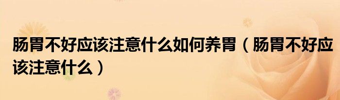 腸胃不好應(yīng)該注意什么如何養(yǎng)胃(腸胃不好應(yīng)該注意什么)