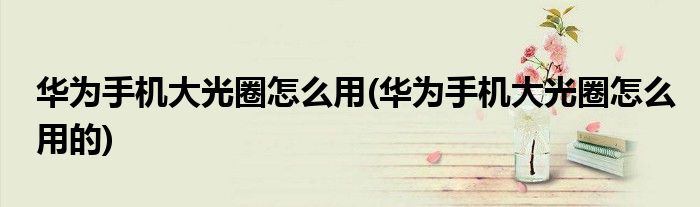 華為手機(jī)大光圈怎么用(華為手機(jī)大光圈怎么用的)