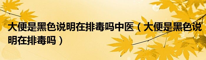 大便是黑色說(shuō)明在排毒嗎中醫(yī)(大便是黑色說(shuō)明在排毒嗎)