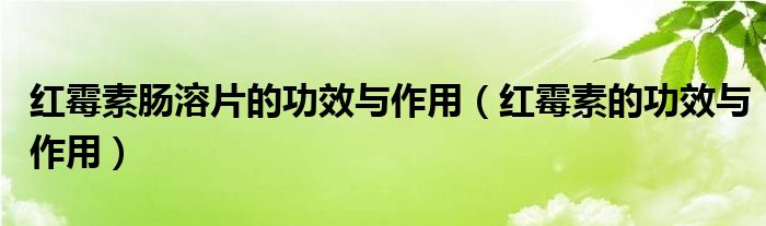 紅霉素腸溶片的功效與作用（紅霉素的功效與作用）